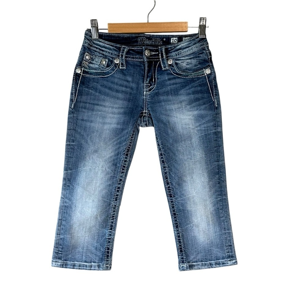 Miss Me Crop Jeans size 10 Girls Biker Chic capri